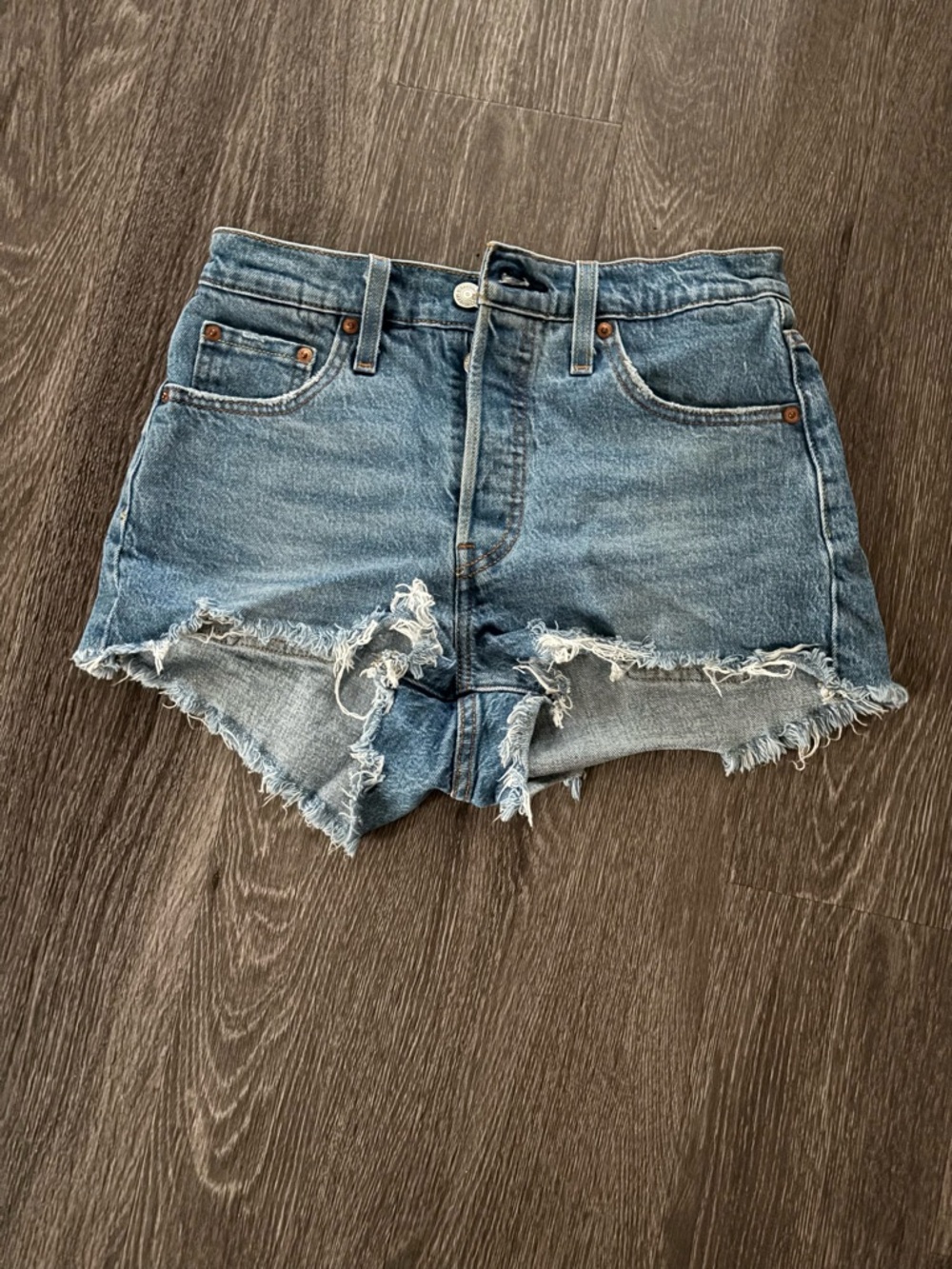 Levi's Light Blue Distressed Cutoff Denim Shorts